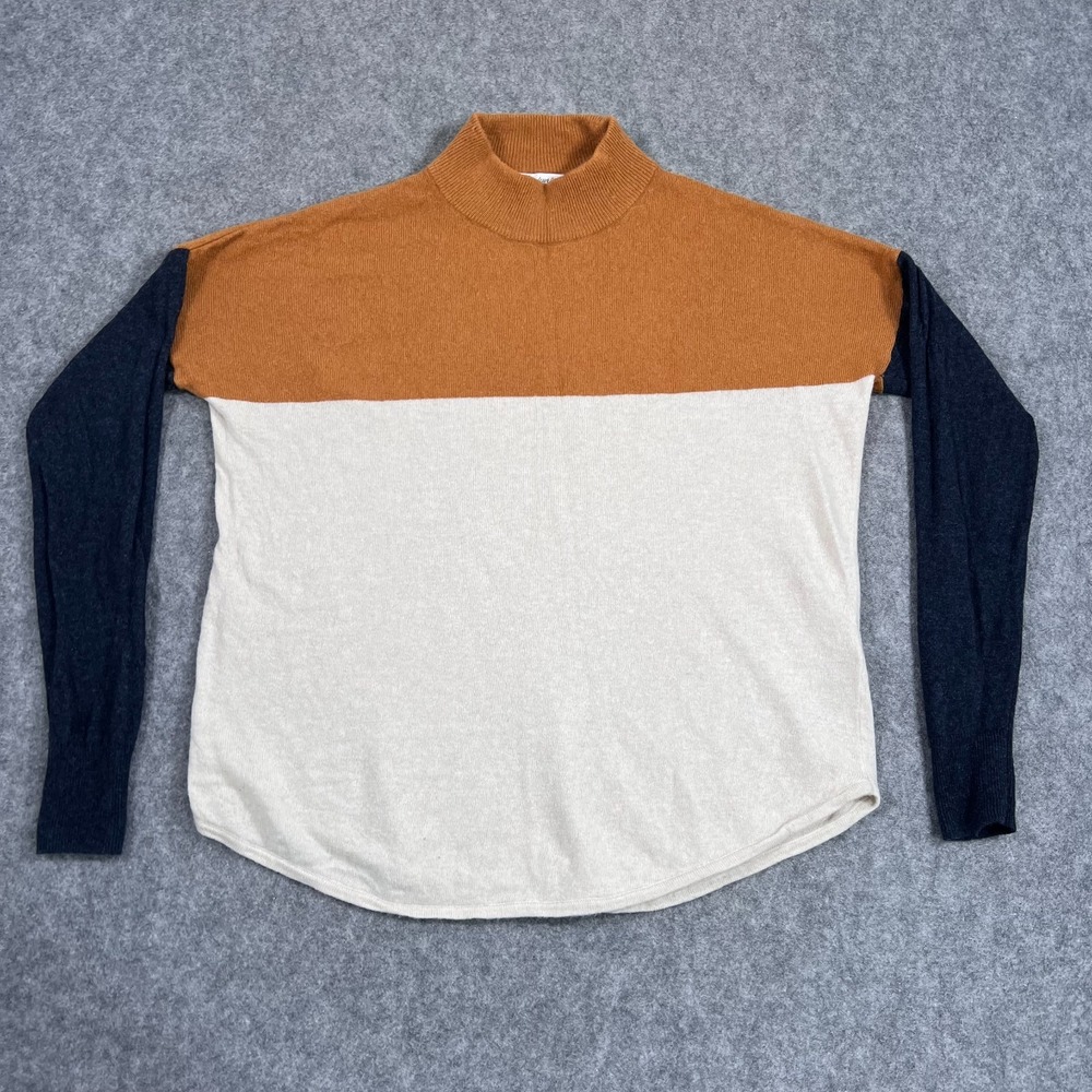 Madewell‎ Bronze Color Block Ashbury Mock Neck Pullover Sweater Women's Size XS